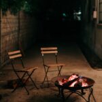 fire pit with fire on the side